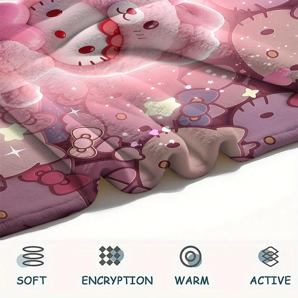 1 шт. Фланелевое одеяло с принтом мультфильма Hello Kitty, Высокое качество, Для всех сезонов, Декор для дома, Тепло и уют, Идеально для рождественских подарков