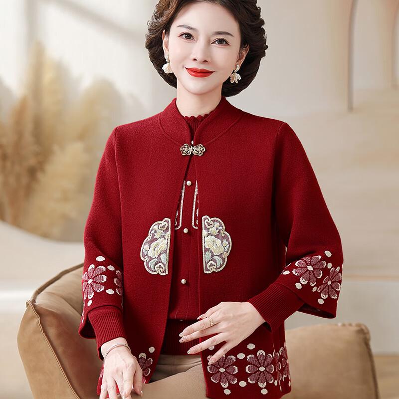 YUZHAOLIN Новый китайский стиль, вязаный комплект из двух предметов для женщин среднего и пожилого возраста