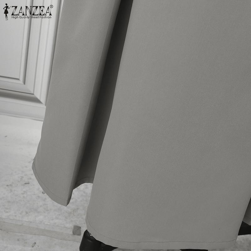 ZANZEA Women Elegant High Waist Casual Pleated Maxi Skirts Plus Size