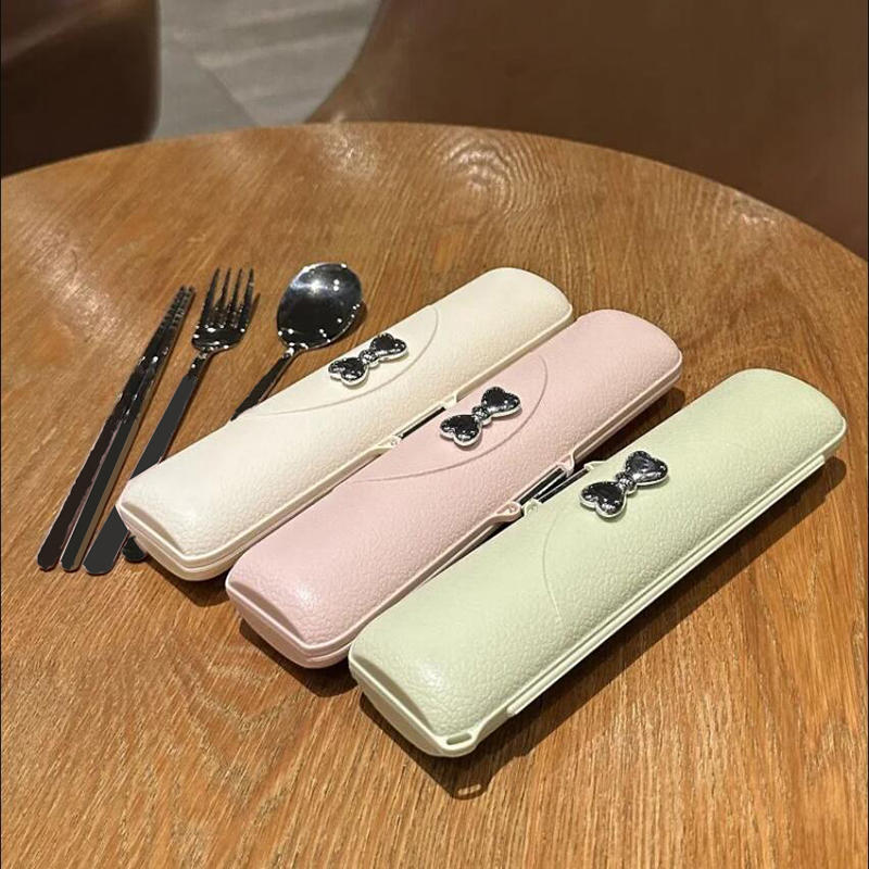 2/3 шт. портативные столовые приборы из нержавеющей стали для студентов, для улицы, симпатичные корейские ложки, вилки и палочки для еды, подарочный набор