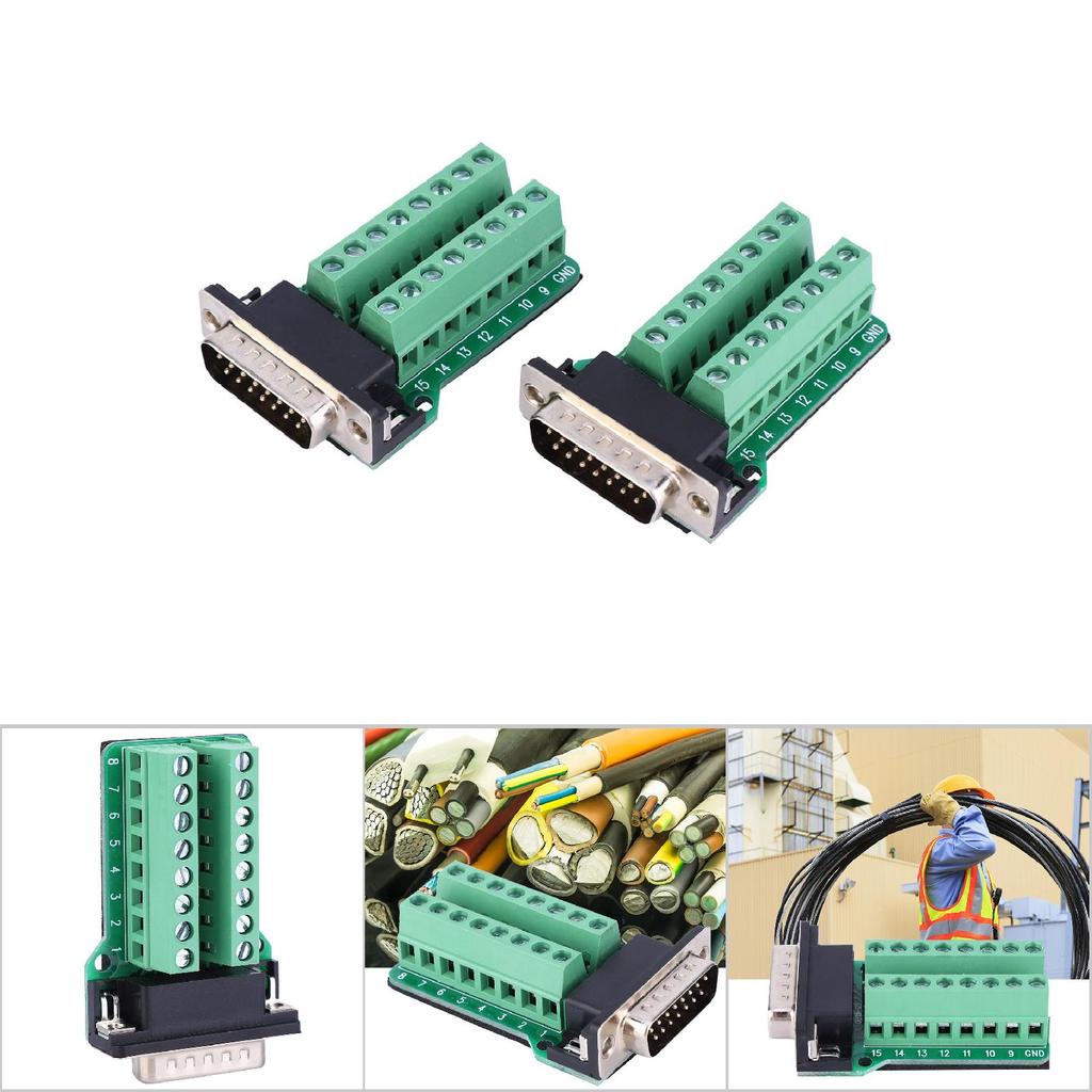 2Pcs DB15 G2 00 DB15 to Terminal Block Board Male Connector Riveting Tooth Type