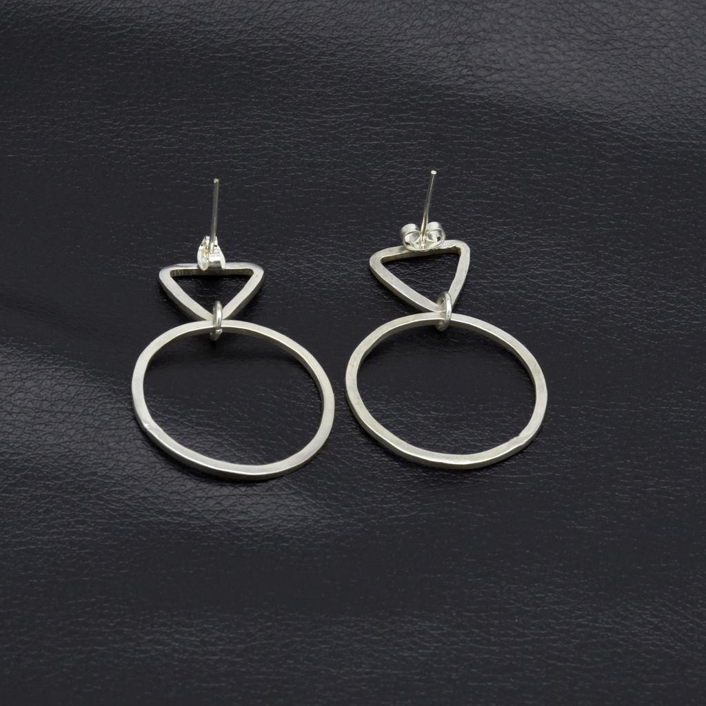 Серьги-гвоздики из серебра 925 пробы, женские украшения, серьги из стерлингового серебра с геометрическими коваными открытыми кругами