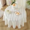 Round Table Cloth Hollow Out Light Luxury Cotton Linen Blend Home Dining