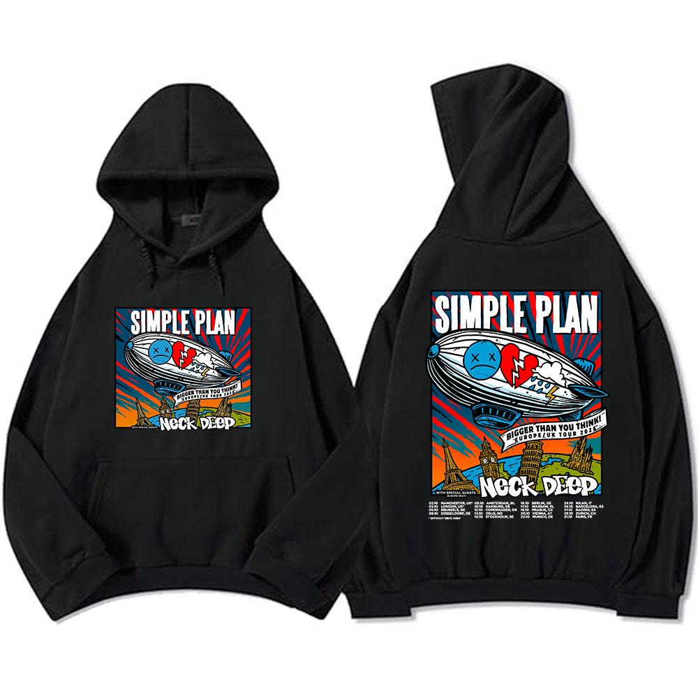 Simple Plan Больше, чем вы думаете! Тур 2026 Худи Флис Свободная Мужская Толстовка с Капюшоном Унисекс Уличная Одежда Тяжелый Ментальный Sudadera
