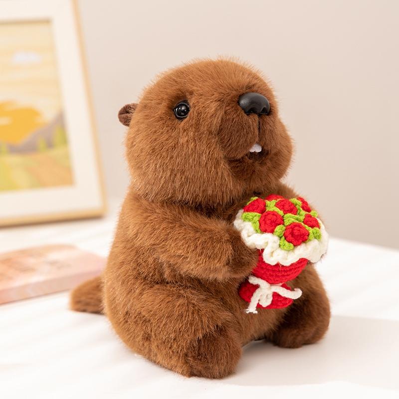 2025Cm Cute Hug Flower Bouquet Rabbit Raccoon Toy Capybara Hug Easter Egg Plush Doll Easter Valentine'S Day Gift