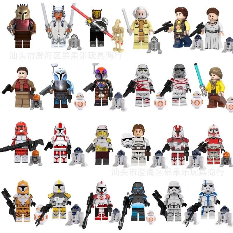 MOC Star Wars Ahsoka Commander Building Blocks Minifigure with Weapons Set 24 Style Galaxy Series Toy