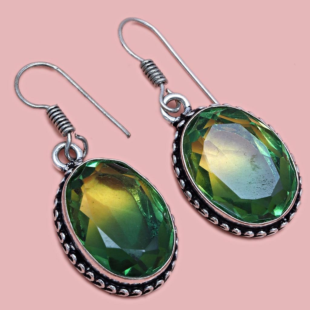 Green Tourmalinne Gemstone Mother's Day Jewelry Pendant Earring Set