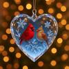 Red Birds Christmas Ornaments Couple Bird Heart Shaped Ornament for Xmas