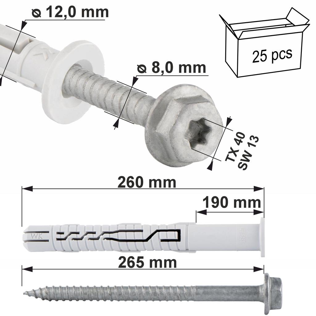 Frame expansion bolts KPR-FAST-12260K (25)