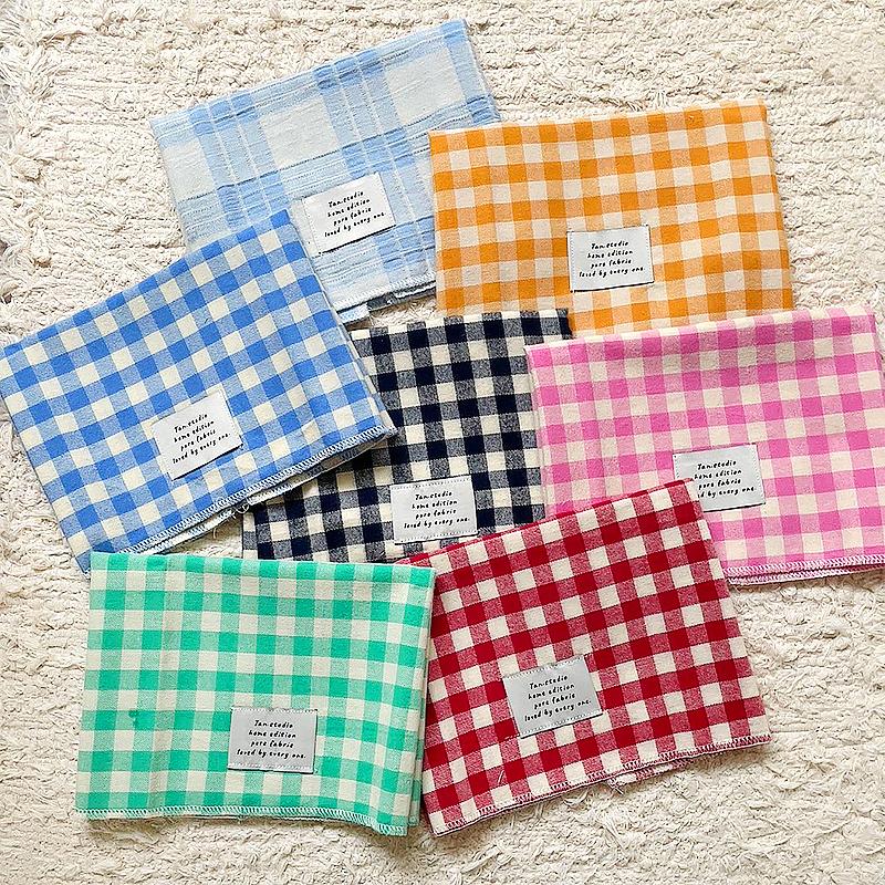 1PC Cotton Plaid Placemat Kitchen Decor Checkered Tablemats Ins Grid Series Meal Mat Photography Props 38x28cm