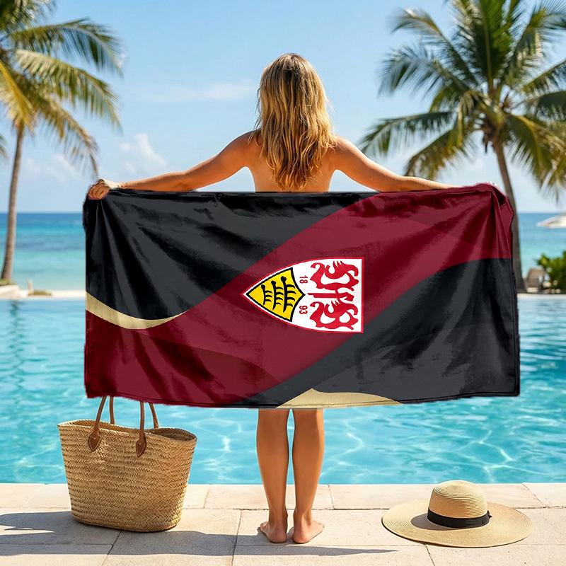 VfB Stuttgart Football Beach Towel Soft Microfiber Summer Towel Quick Dry Absorbent Towel for Beach Swimming Pool Travel