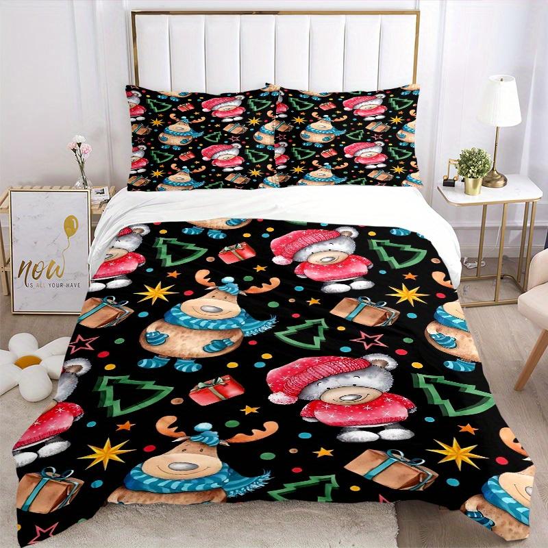 3pcs Christmas Bear Bedding Set, Suitable for Bedroom Decoration, (Includes 1 Duvet Cover And 2 Pillowcases, Quilt Not Included) yy250822121