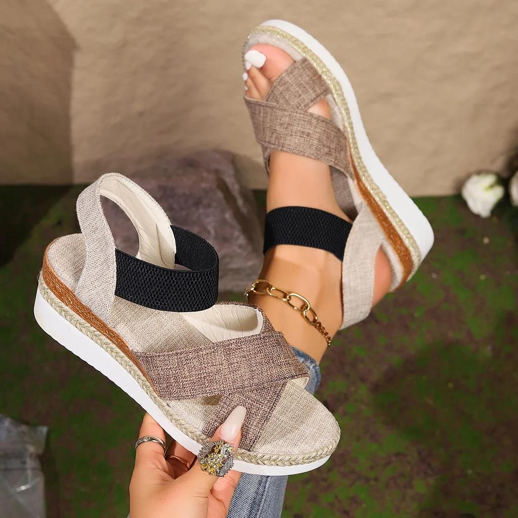 Обувь для женщин Новые босоножки на танкетке с пряжкой на щиколотке Женские летние сандалии-гладиаторы на платформе Дизайнерские сандалии для женщин Sandalias De Mujer