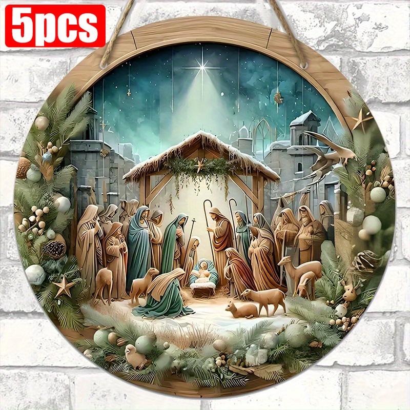 5 шт. деревянная табличка с изображением Иисуса Христа - универсальное рождественское украшение для дома и улицы, декор для церкви, входной двери и стены - идеальный христианский подарок