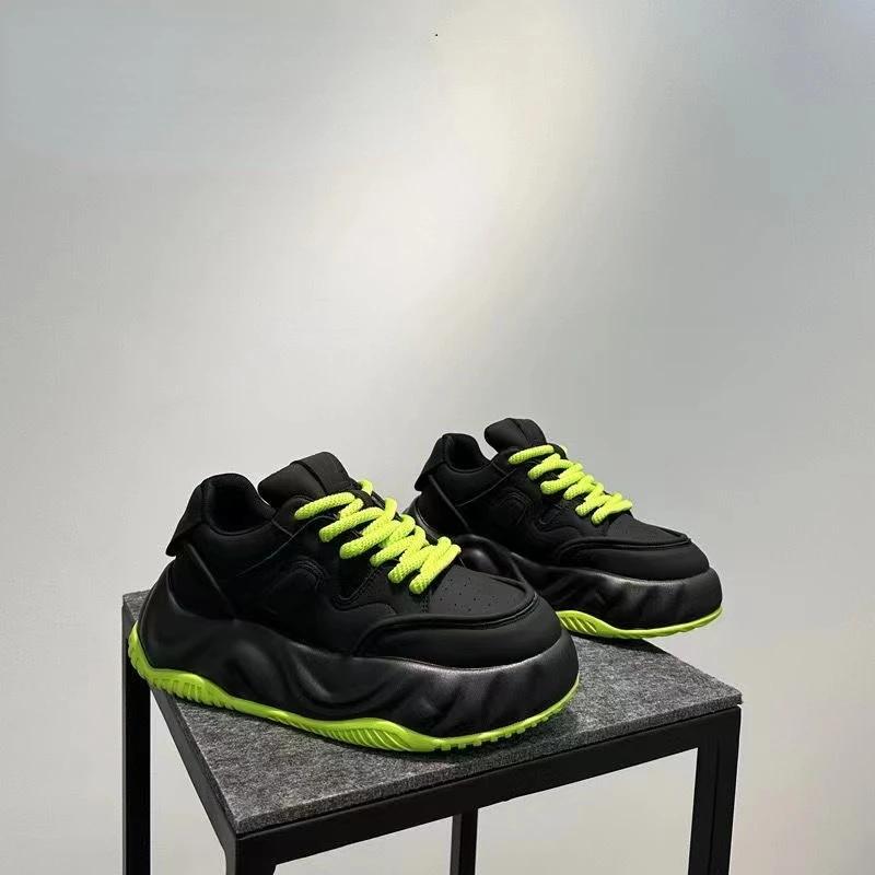 Модные массивные кроссовки, дизайнерские мужские кроссовки, модные повседневные кожаные дышащие туфли на плоской платформе с увеличенной высотой