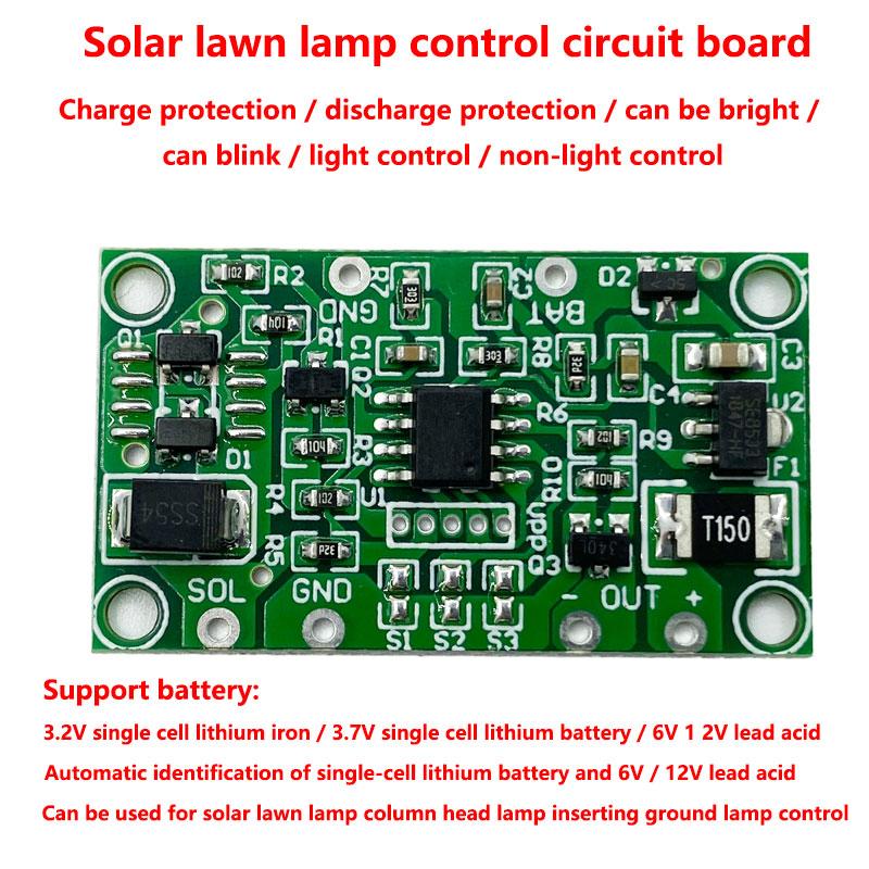 Solar Light Controller 3.7V 6V 12V 1A Solar Lawn Light Controller Solar Insert Light Controller Lawn Light Circuit Board