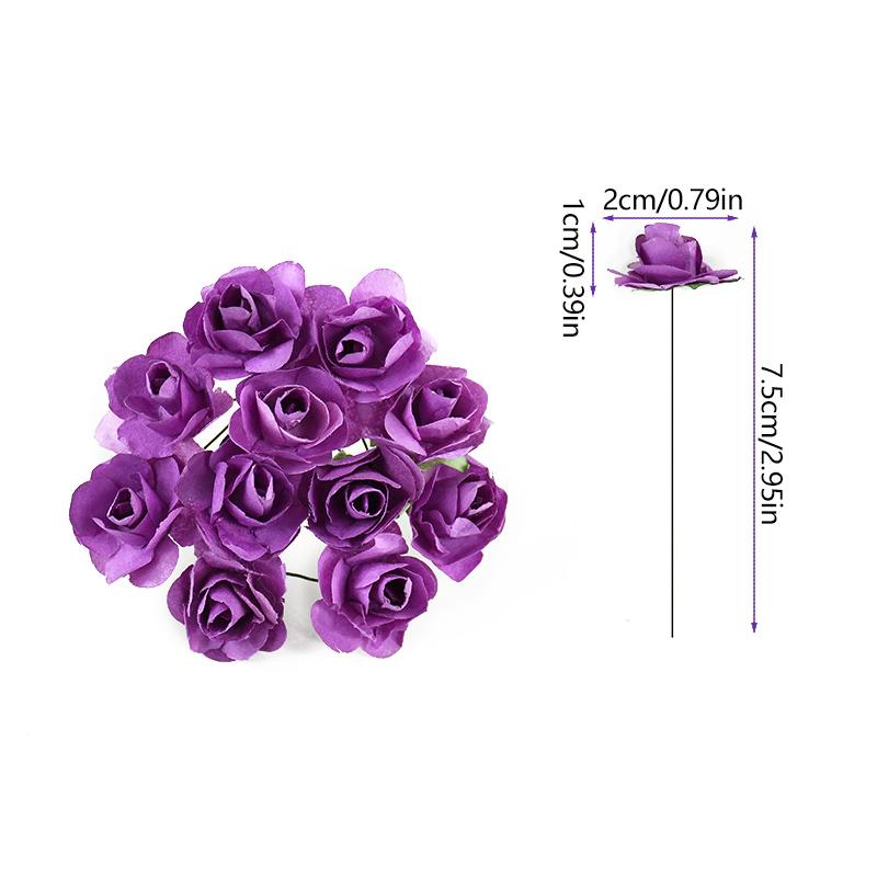 144pcs Mini 2cm Paper Rose Flower Heads Bouquet Artificial For Wedding Home Decoration Scrapbooking DIY Wreath
