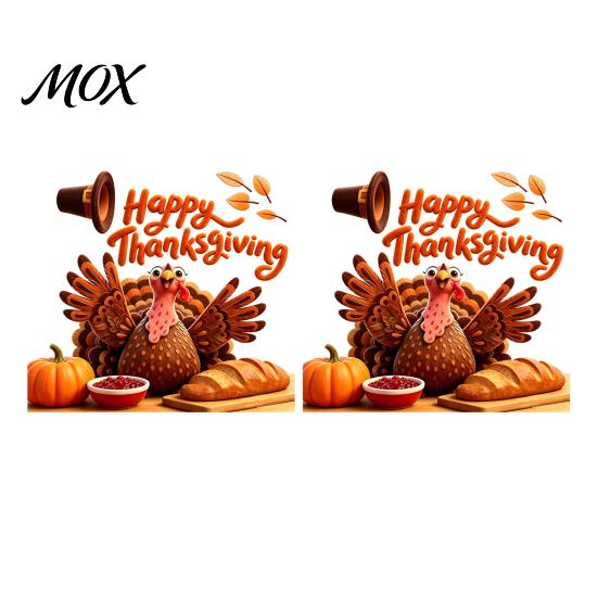 Autumn Harvest Wall Decals Thanksgiving Turkey Window Static Sticker, Decorative Removable PVC Decals, Reusable Glass Clings Theme for Indoor