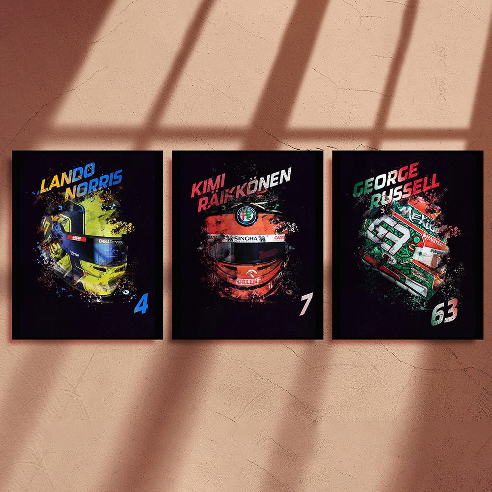 Современный постер Formel 1 Helme Rennfahrer Legenden, печать плакатов, модное искусство, крутой гонщик, комната, настенная живопись на холсте, домашний декор