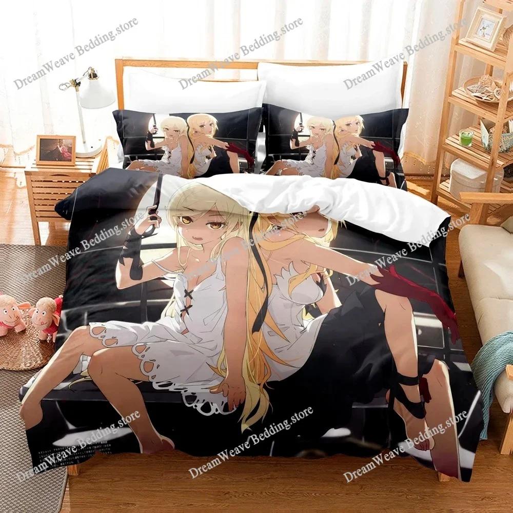 Серия Monogatari Роскошный Комплект Постельного Белья Аниме Мультфильм Комплект Пододеяльника Покрывало Размер Twin Single Печатный Домашний Текстиль741