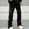 Новые модные мешковатые расклешенные джинсы Kpop Y2K брюки-карго мужская одежда молния на щиколотке прямые корейские повседневные хлопковые длинные брюки
