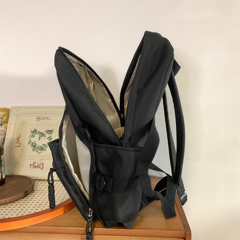 Girls Solid Color Schoolbag Female High School Students Large Capacity Backpack