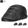 Mens Genuine Leather Beret Hat Cowhide Autumn Winter Berets Warm Peaked Cap For Men