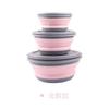 Portable Folding Lunch Box Bowl Sets Silicone 3Pcs/Set Food Container Outdoor Camping Tableware Set Foldable Salad Bowl with Lid