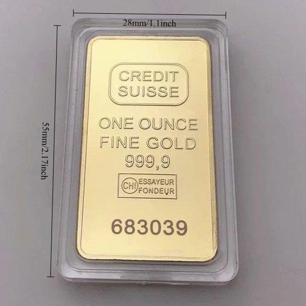 Памятная монета Credit Suisse 1 унция с золотым покрытием, чистотой 999,9 и уникальными серийными номерами