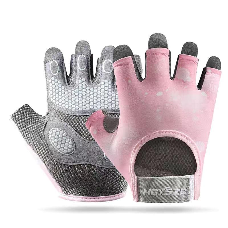 Fitness half finger men's sports non-slip shock absorption air cushion wear-resistant horizontal bar anti-cocooning cycling gloves
