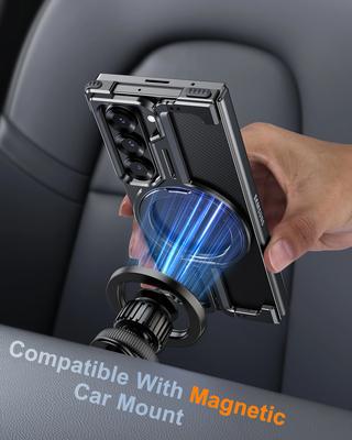 Oatsbasf Чехол для Samsung Galaxy Z Fold 6 5 Магнитный Чехол для Телефона с Подставкой Magsafe Тонкий Ударопрочный Металлический Чехол-Крышка для Телефона