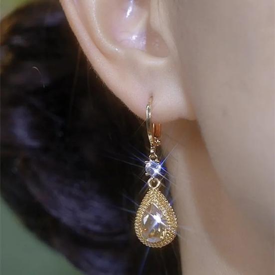 1 пара сережек-капель в форме капли воды со стразами, висячие серьги из гальванического сплава, украшения для ушей для официальной вечеринки, выпускного вечера, свидания