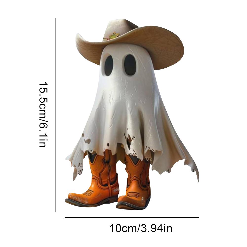 Halloween Ghost Ornaments Ghost Cowboy with Boots Ghost Sculpture Statue Table Ornament for Tabletop Halloween Decor Ghost Decor