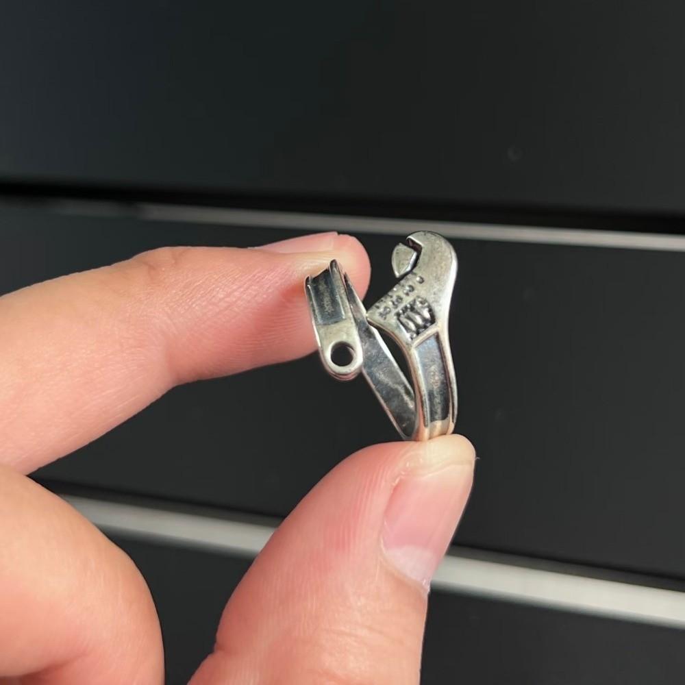 Heavy Duty Spanner Finger Ring Silver Plated Biker Jewelry Wrench-Shaped Open Ring  Boys Girls