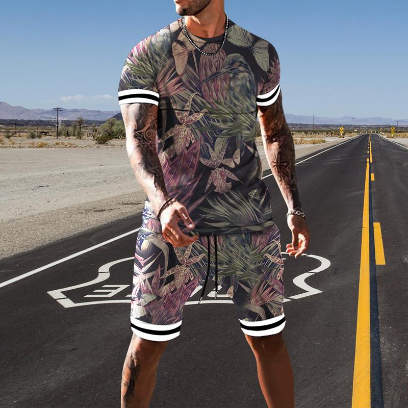 Мужские короткие наряды с 3D принтом, спортивный спортивный костюм, комплект из 2 предметов для мужчин, летняя комплектация, мужские тканевые мужские футболки с короткими рукавами, комплект шорт