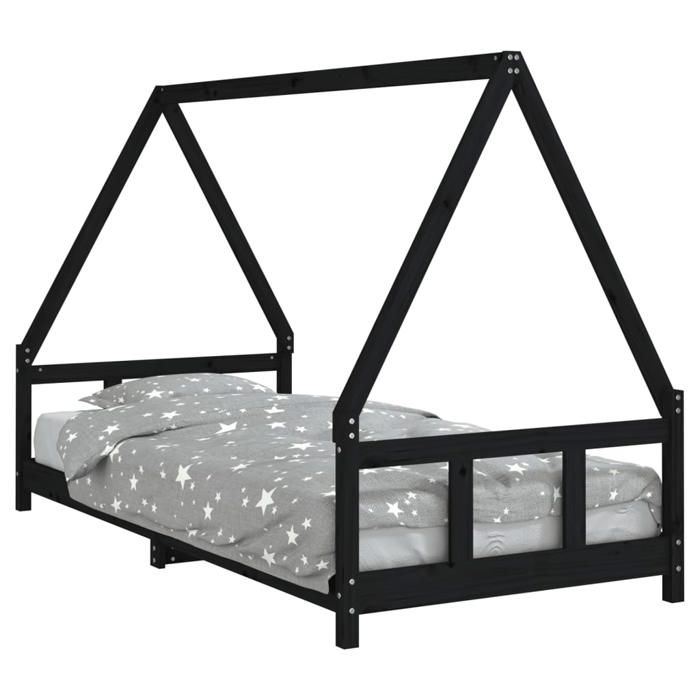 VidaXL Bed Frames for Children, Single Bed with Slatted Base, Bedroom Furniture, Scandinavian, Black 90x200 Cm 834455