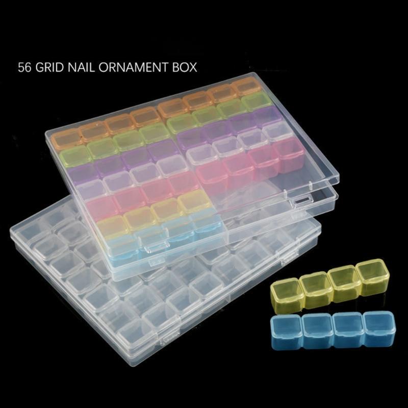 56 Grids Jewelry Box DIY  Drill Box Nail Art Organizer for Rhinestone Bead Storage for Case for Rings Ea