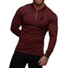 Мужские рубашки поло с длинным рукавом на молнии с отложным воротником осенние топы для бодибилдинга и фитнеса Slim Fit