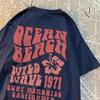 Ocean Beach Wild Wave 1971 Surf Memories California Men Tops Oversized Tee Clothing Summer Cotton Loose Tshirts Casual T Shirt