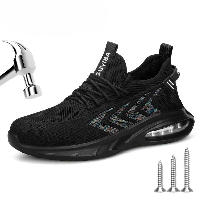 Защитная обувь для мужчин, рабочие кроссовки с воздушной подушкой, мужская и женская рабочая обувь, защитные ботинки со стальным подноском, непрокалываемая, неубиваемая обувь