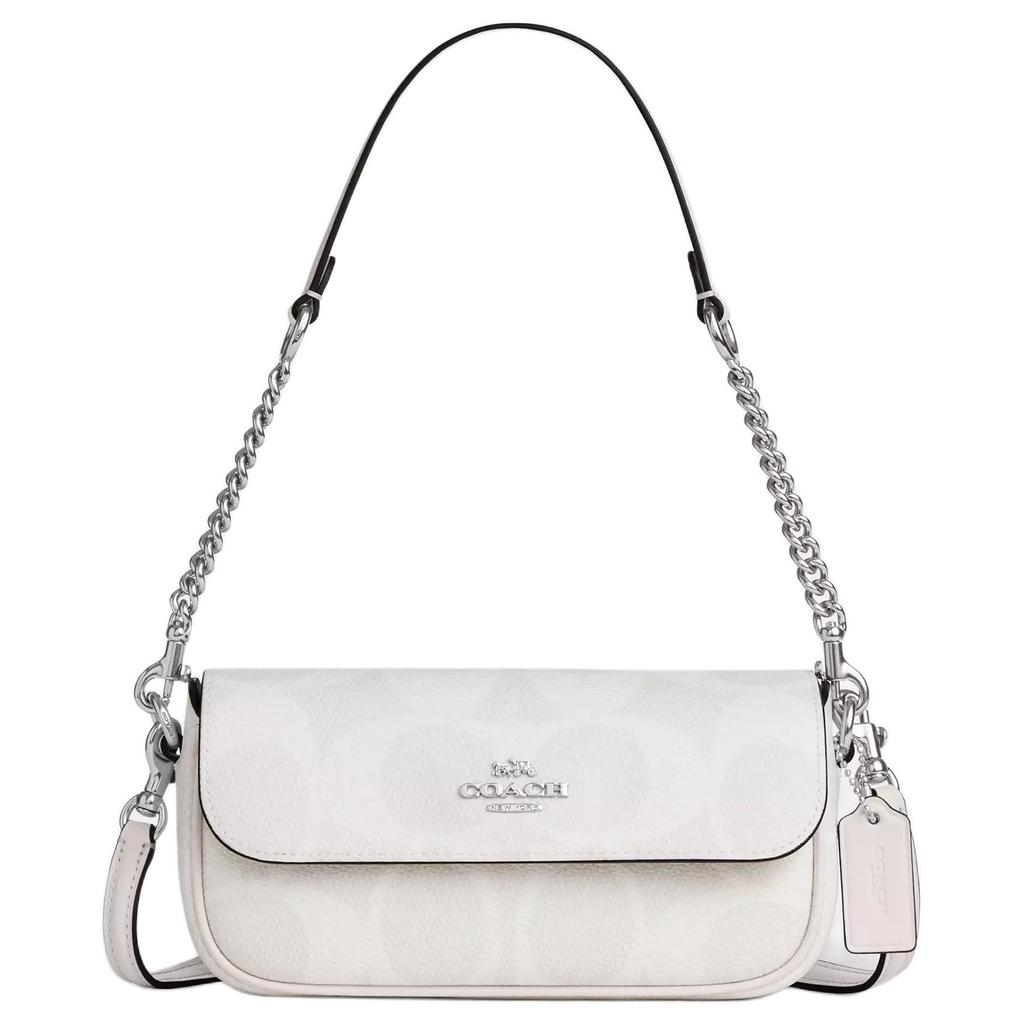 Coach Hailey 20 Logo Flap Closure Coated Canvas Crossbody Shoulder Bag Small Women bags White CAN70-SVXU5
