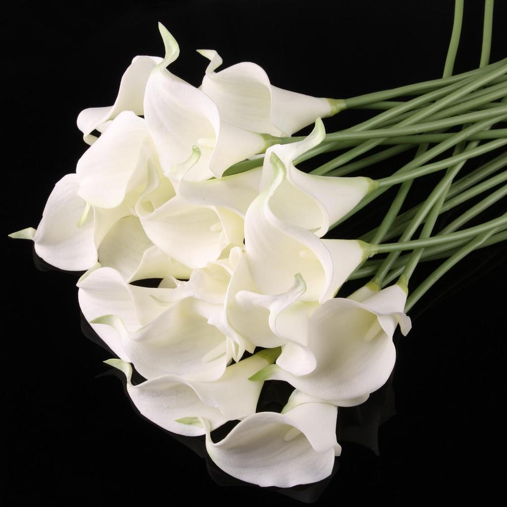 Пакет из 10 искусственных цветов, искусственные цветы, калла, лилия, свадебный букет, голова, латекс, настоящее прикосновение, цветочные букеты, декор для домашней вечеринки