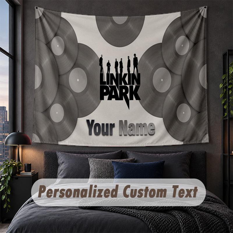 Custom Name Text Tapestry,Linkin Park Decorative Wall Hanging, Background Tapestry For Home Bedroom