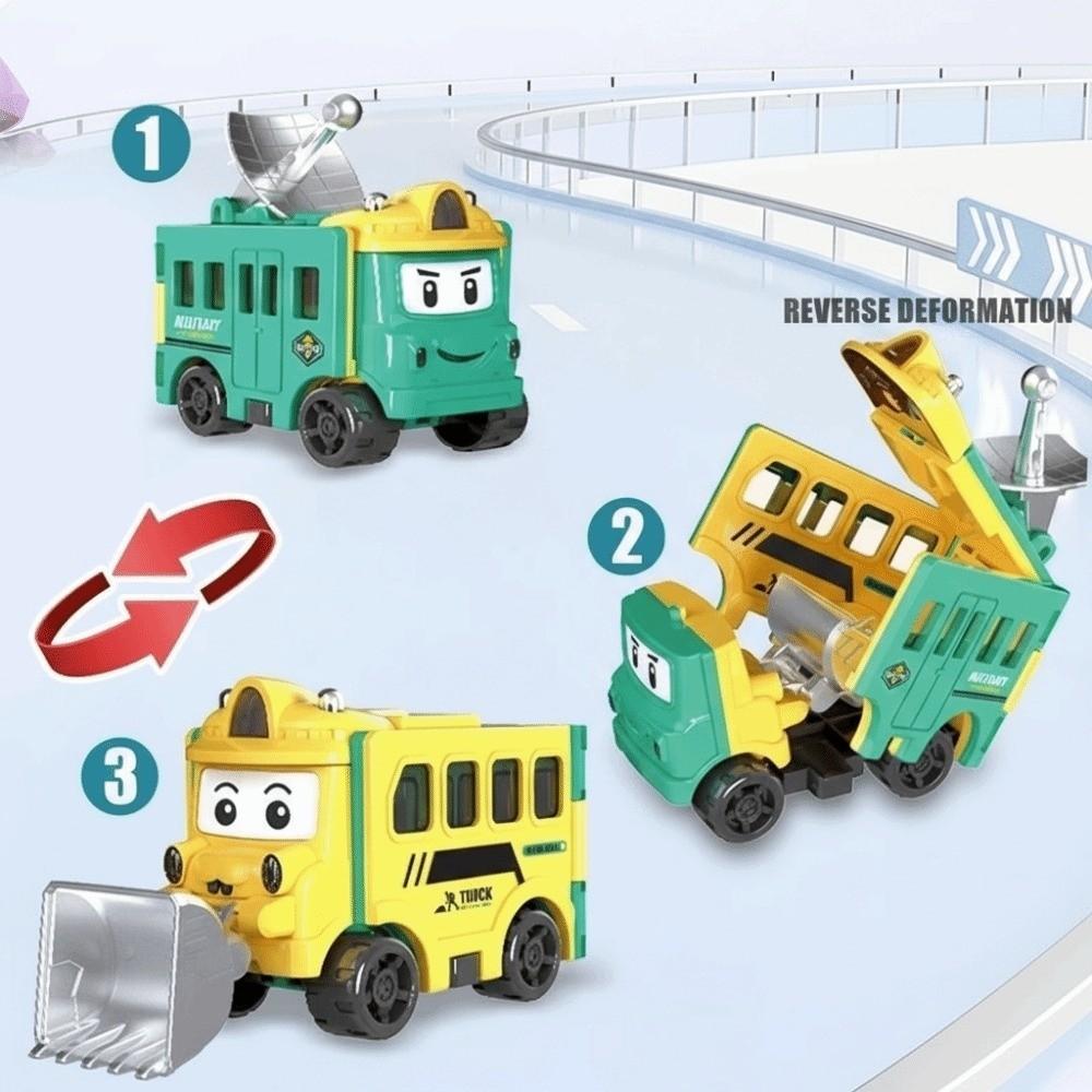 Pull Back Inertia Engineering Vehicle Double-Sided Pull Back Trucks Transformable Car Toy Kids