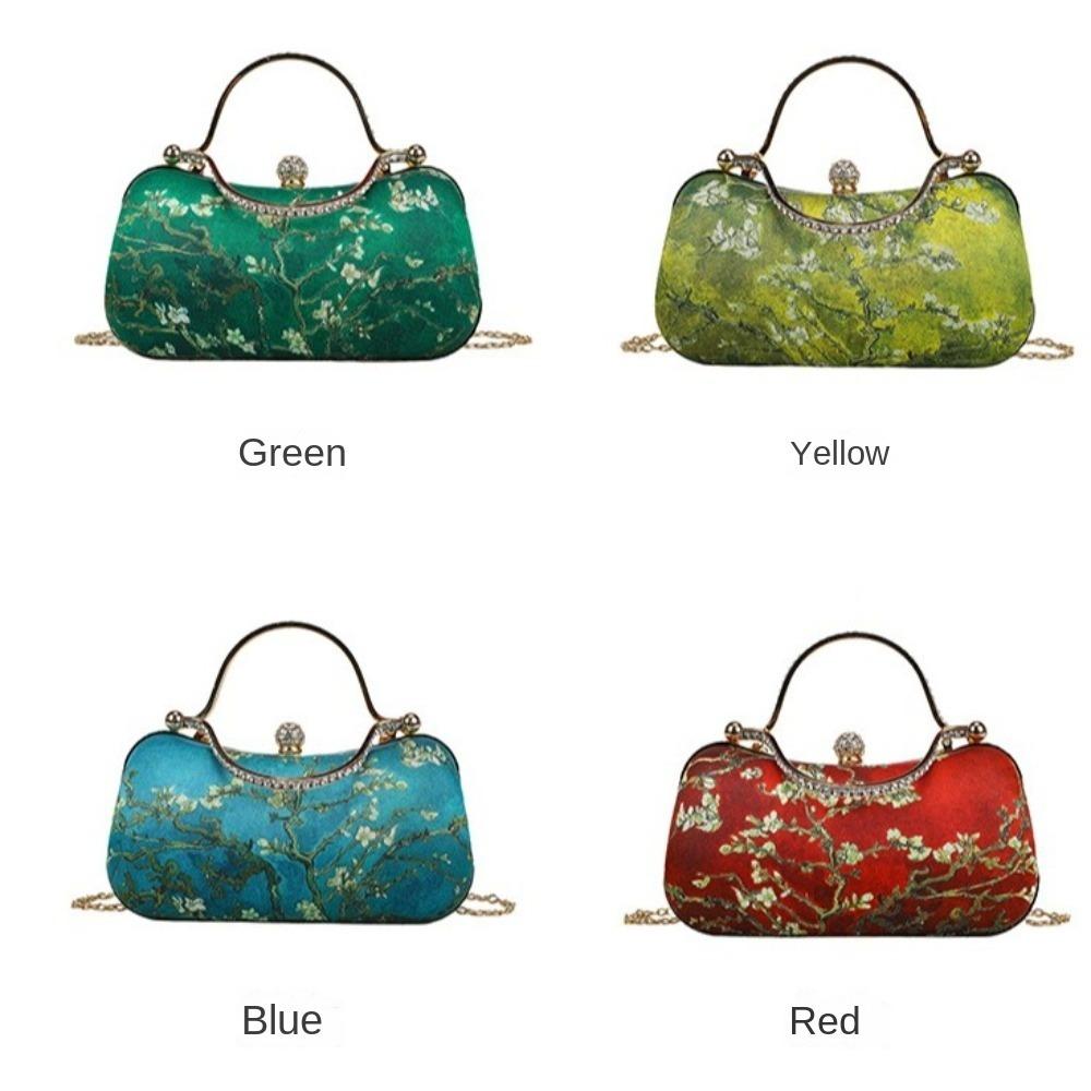 Popular Chinese Style Banquet Bag Embroidery High Capacity Shoulder Bag Trendy Pearl Handle Cosmetic Bag Women