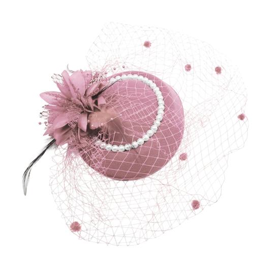 Винтажная шляпка-таблетка с искусственным жемчугом, сеткой и перьями, украшение для волос, головной убор для свадеб и мероприятий, аксессуары для волос