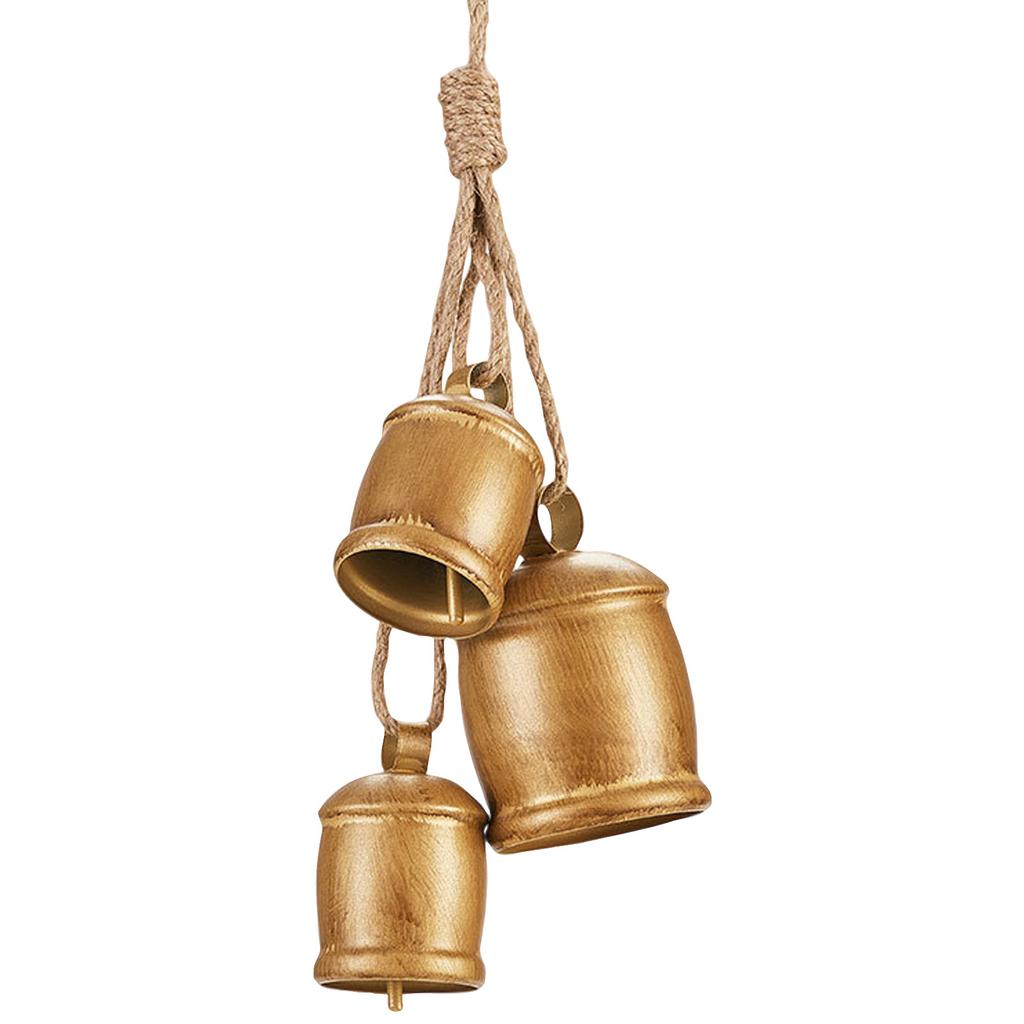 Christmas Metal Cow Bells Handing Decoration Vintage Rustic Brass Bells for Door Garland Christmas Tree Wall Pendants