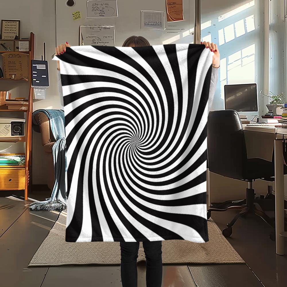1Pc Illusory Graphics Print Flannel Blanket, High quality Comfortable for All Seasons, Home Decor, Warmth and Comfort, Perfect for Christmas Gifts W26