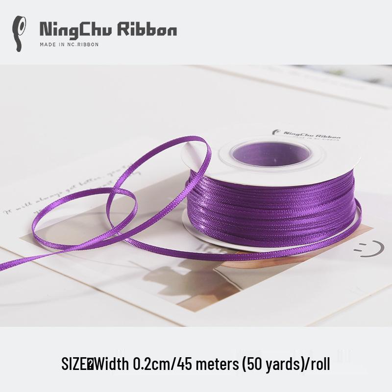 Двусторонняя атласная лента 2 мм для закладки, свадебных бантов и подарочной упаковки