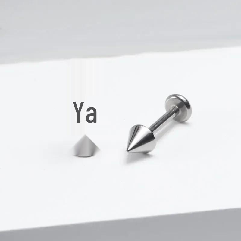 F136 Titanium Alloy Threaded Pointed Cone Labret Piercing & Ear Stud Jewelry